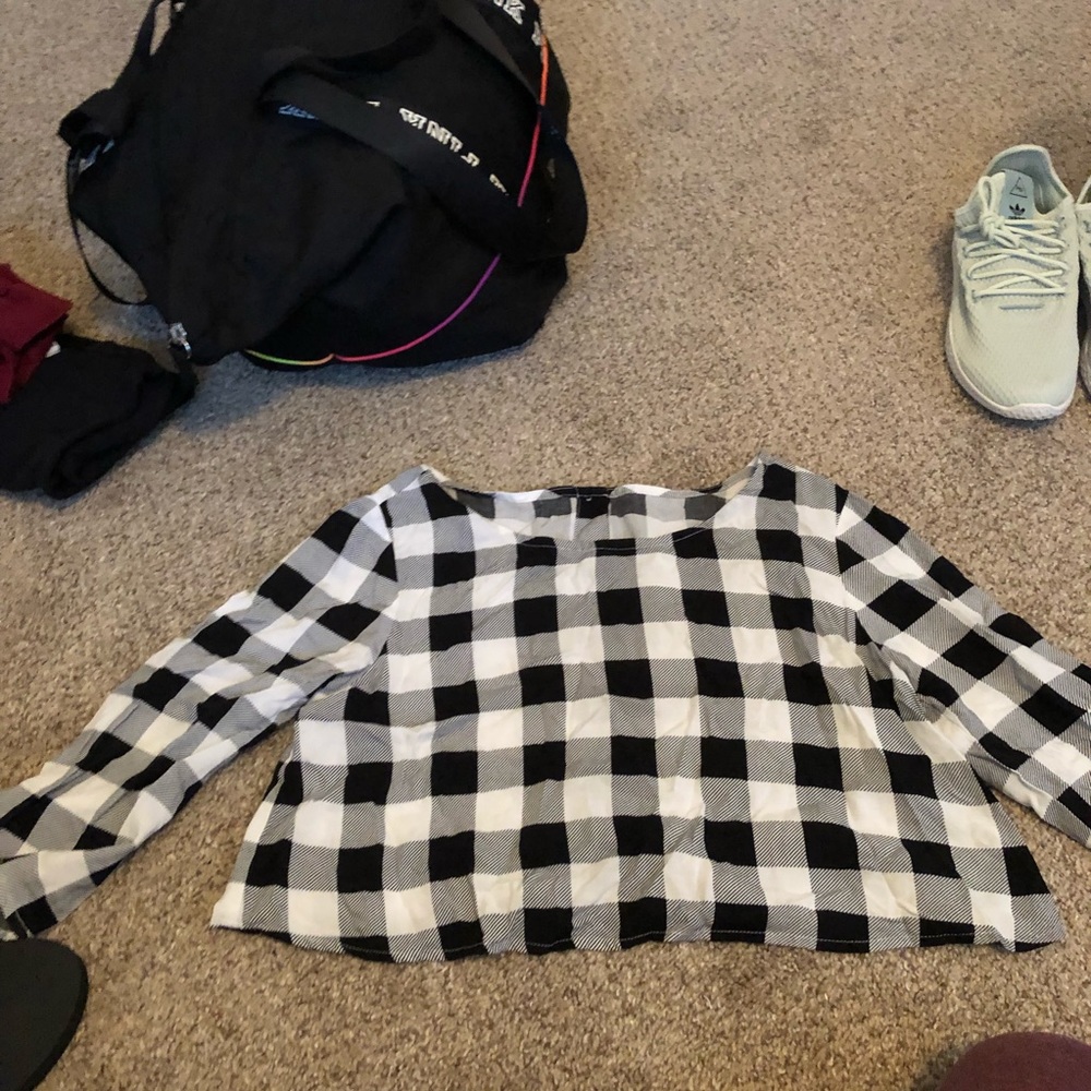 American Apparel gingham button blouse crop top